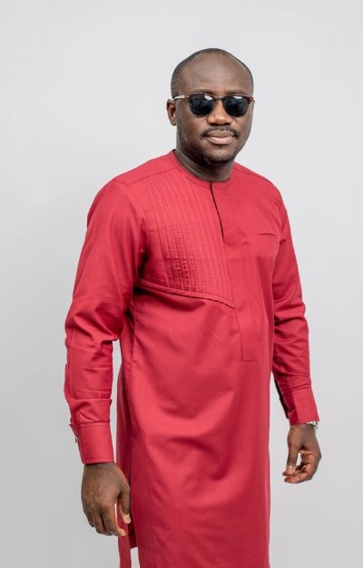 Oxblood Red Kaftan with Cream Trousers